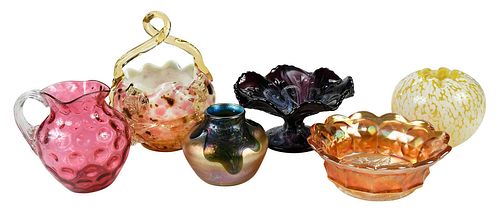 SIX AMERICAN GLASS TABLE