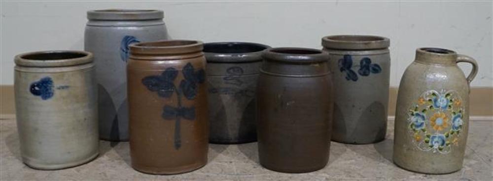 SIX AMERICAN GLAZED STONEWARE