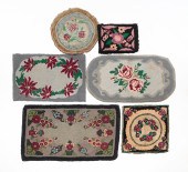 SIX AMERICAN HOOKED RUGS AND M