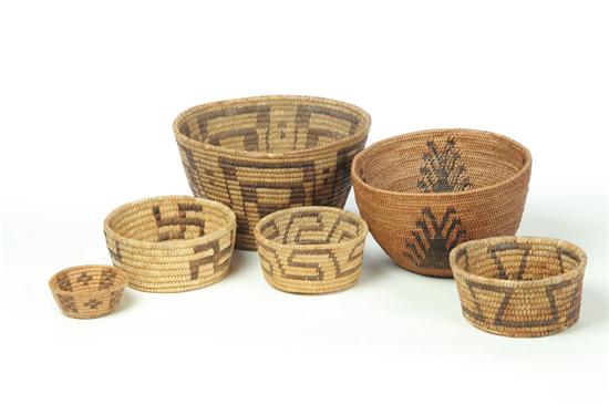 SIX AMERICAN INDIAN BASKETS.  First