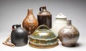 SIX AMERICAN POTTERY AND STONE