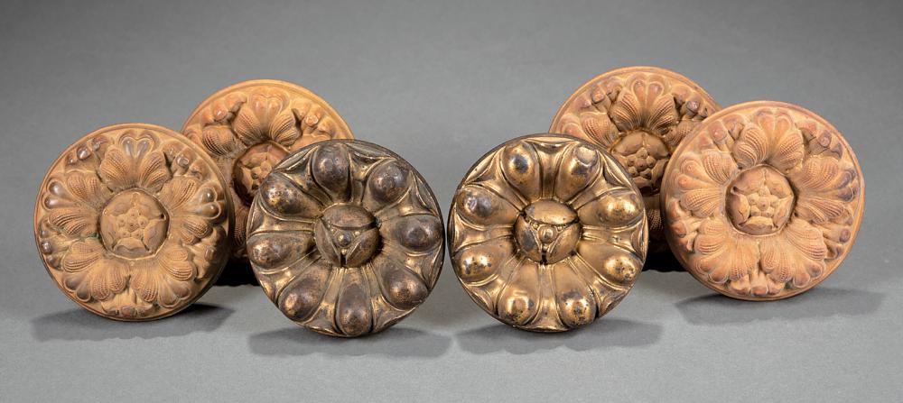SIX AMERICAN PRESSED BRASS