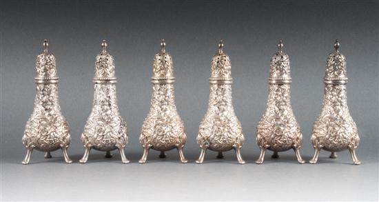 Six American repousse sterling