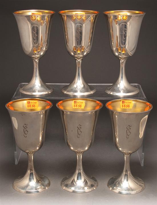 Six American silver goblets,