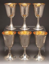 Six American silver goblets, S