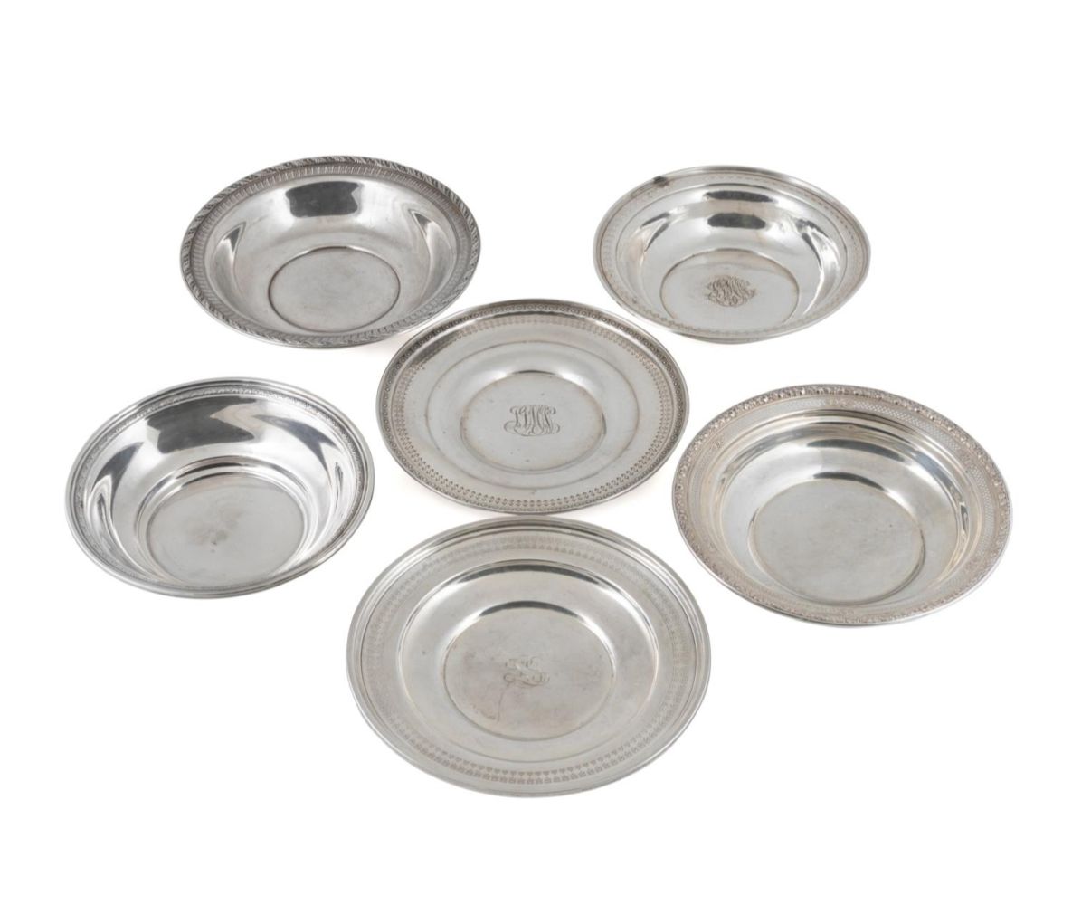 SIX AMERICAN SILVER TRAYS OR