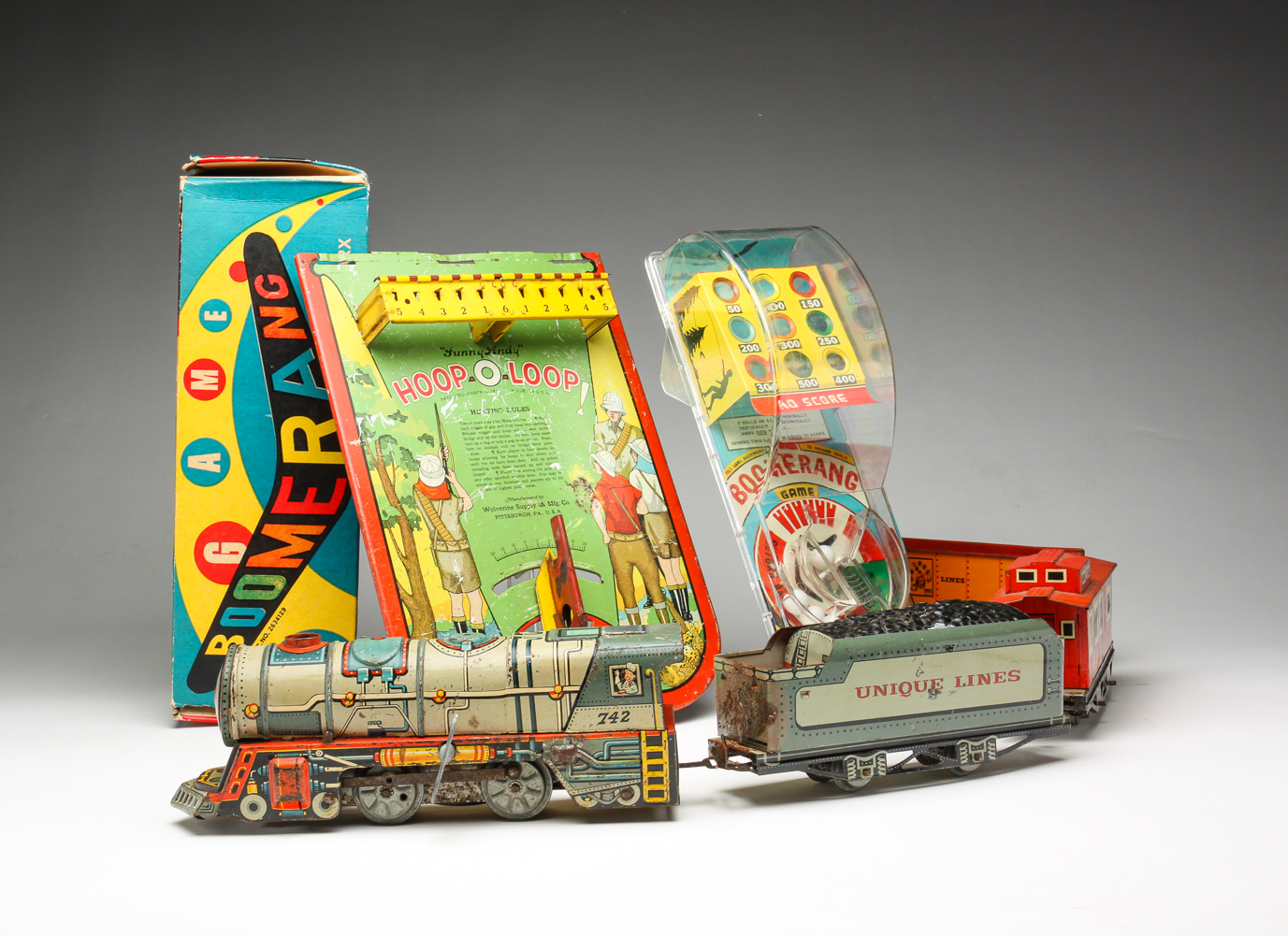 SIX AMERICAN TOYS. Mid 20th