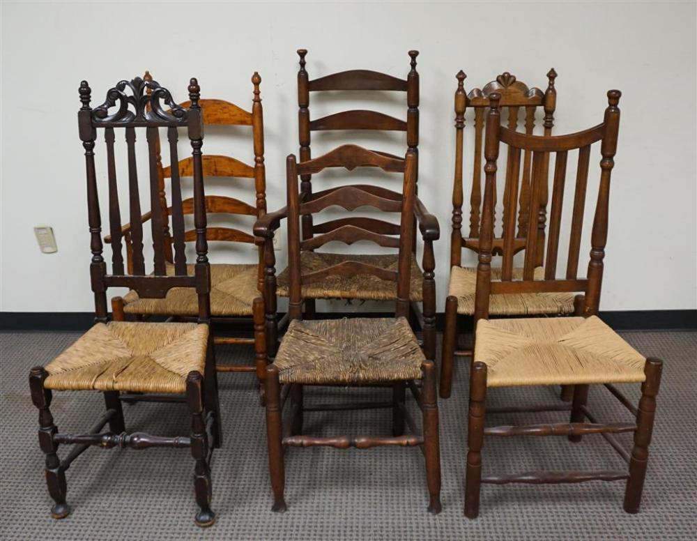 SIX AMERICAN TURNED MAPLE RUSH SEAT