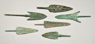 Six ancient bronze projectile