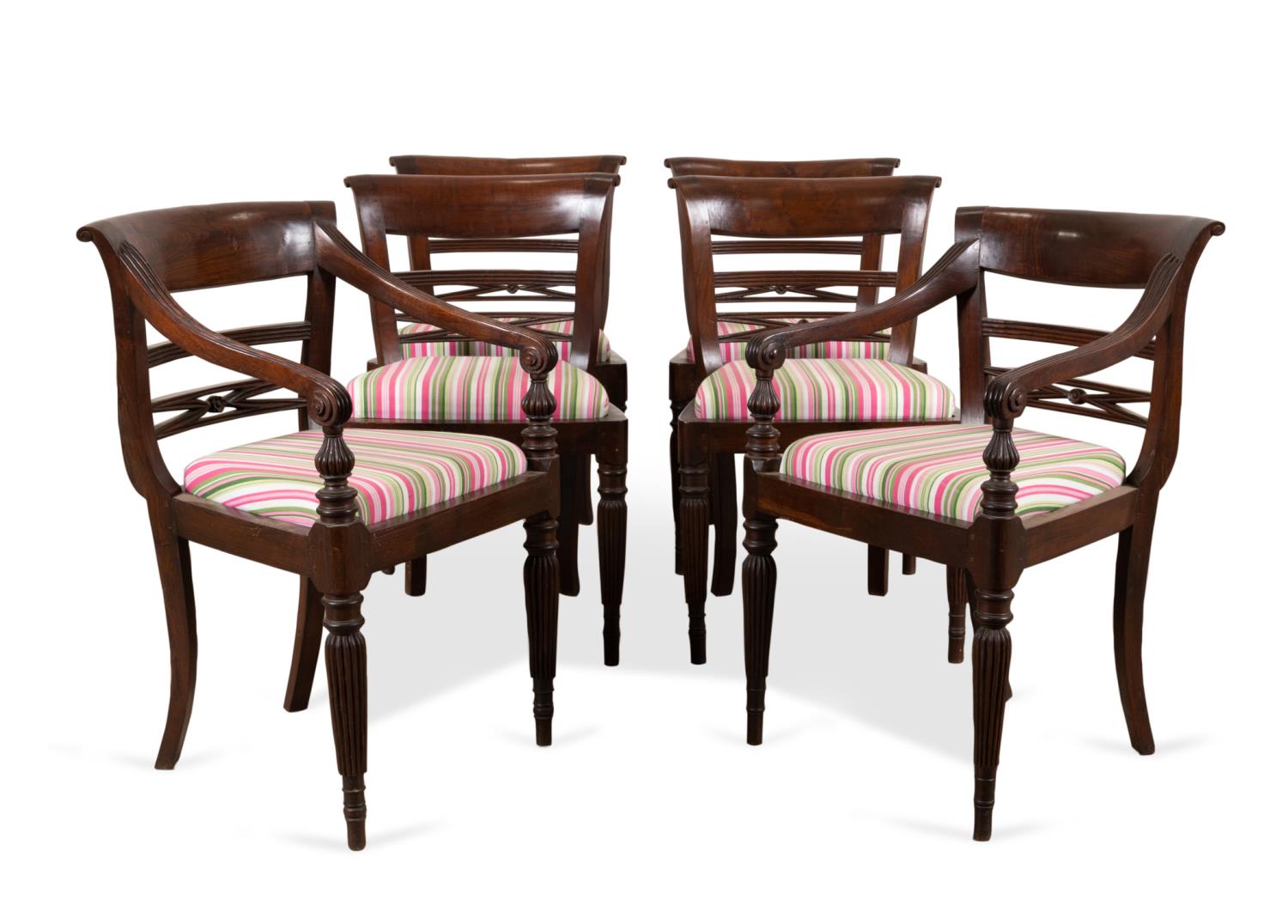 SIX ANGLO INDIAN MAHOGANY DINING