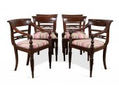 SIX ANGLO INDIAN MAHOGANY DINI