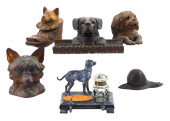 SIX ANIMAL INKWELLS, MOST CARV