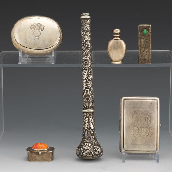 SIX ANTIQUE AND RETRO STERLING