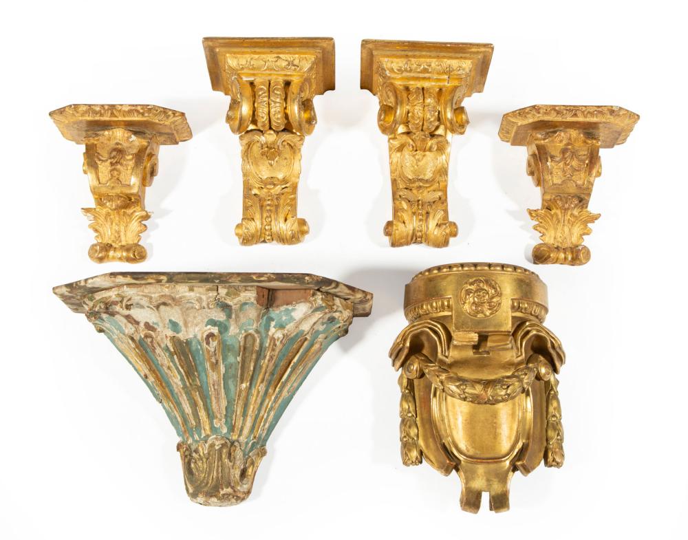 SIX ANTIQUE CONTINENTAL GILTWOOD
