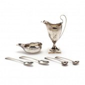 SIX ANTIQUE ENGLISH SILVER ITE