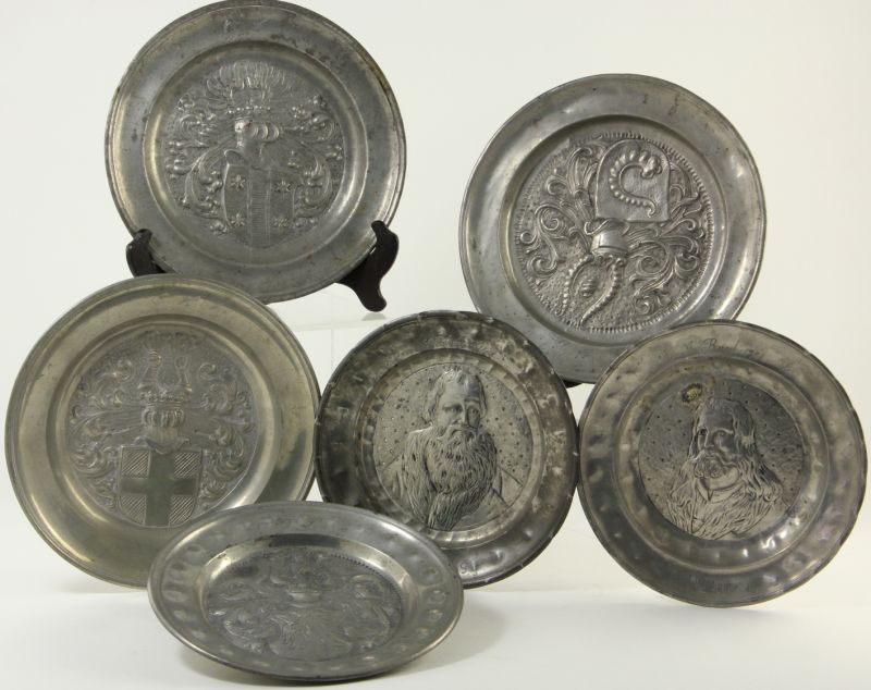 Six Antique German Pewter