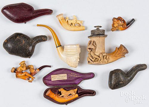 SIX ANTIQUE GERMAN PIPES, INCLUDING