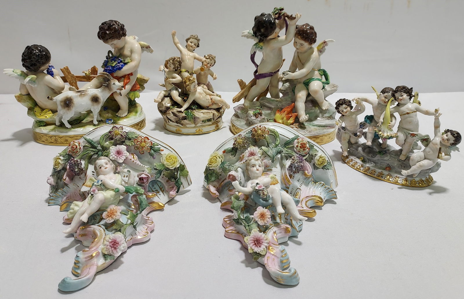 SIX ANTIQUE GERMAN PORCELAIN