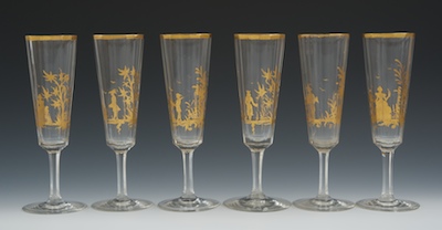 Six Antique Gilt-Decorated