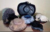 Six antique ladies hats, inclu