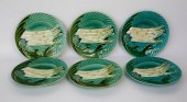 SIX ANTIQUE MAJOLICA ASPARAGUS