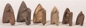 SIX ANTIQUE MINIATURE CAST IRO