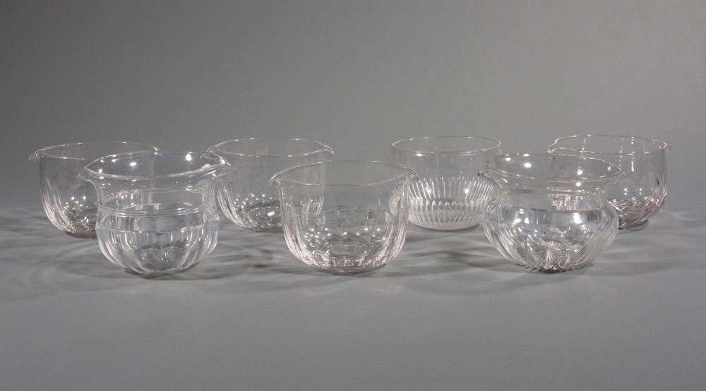 SIX ANTIQUE PANEL CUT CRYSTAL