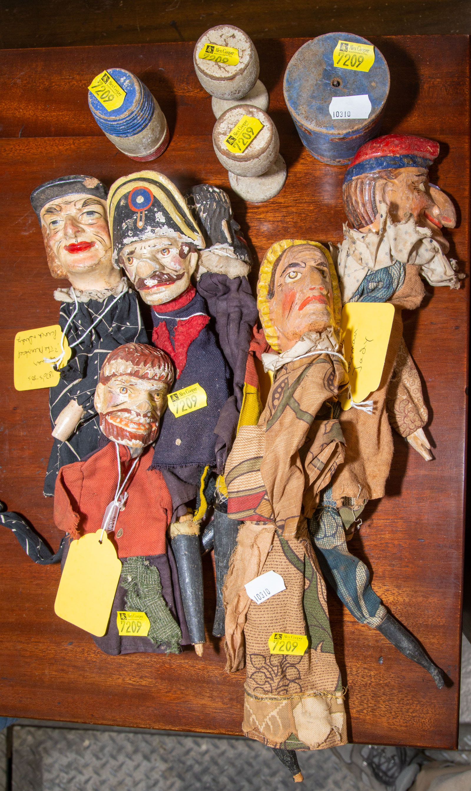 SIX ANTIQUE PUNCH & JUDY PUPPETS