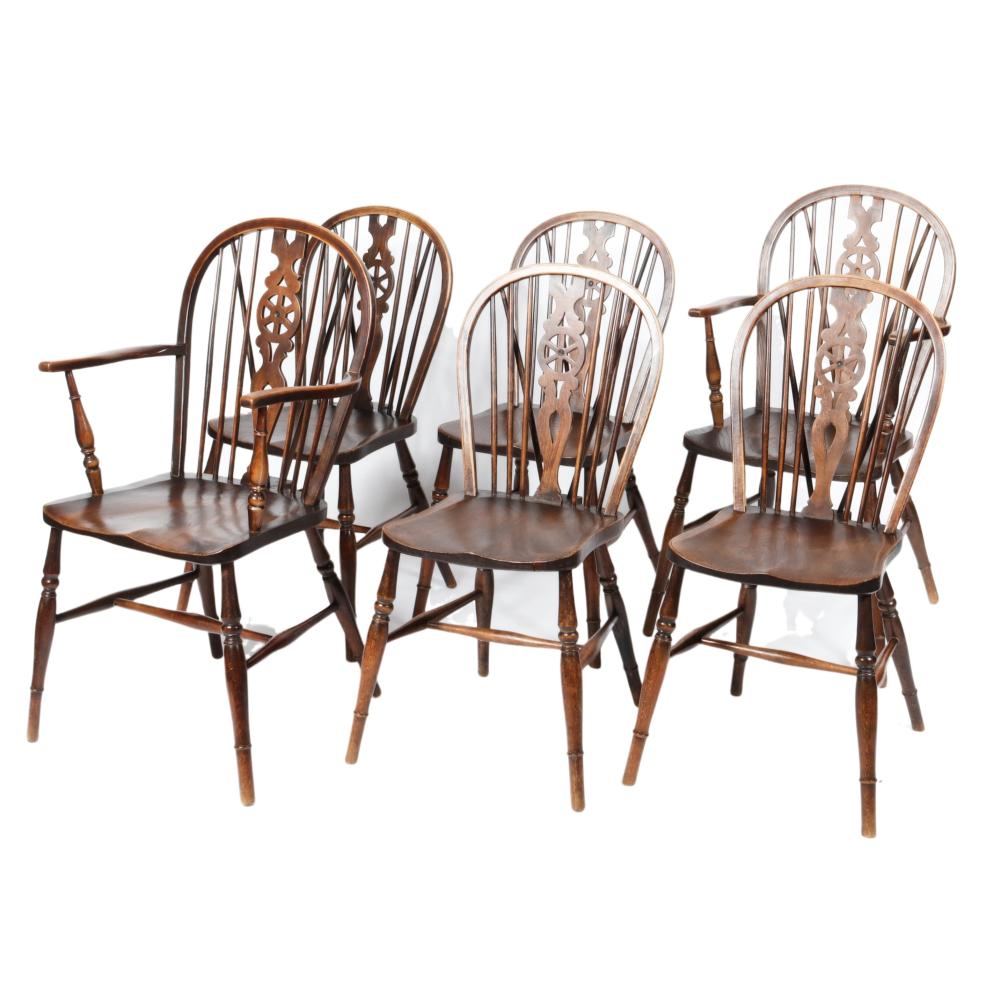 SIX ANTIQUE QUARTER SAWN OAK