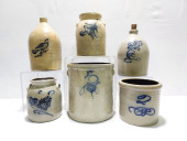 SIX ANTIQUE SALT GLAZED STONEW
