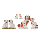 SIX ANTIQUE STAFFORDSHIRE SPAN