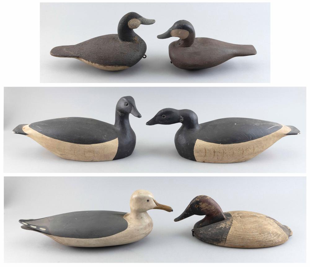 SIX ANTIQUE-STYLE DECOYS LATE