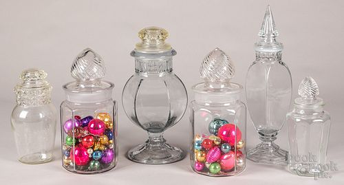 SIX APOTHECARY DISPLAY JARS, CA.