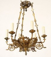 SIX ARM GOTHIC STYLE BRASS CHA