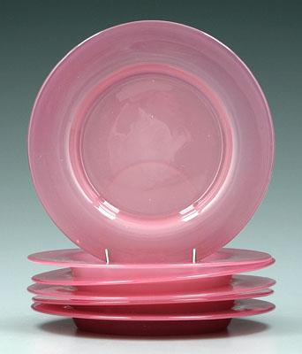 Six art glass plates: ground and