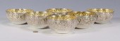 SIX ASIAN SILVER BOWLS W/GILT