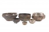 SIX ASIAN SILVER REPOUSSE BOWL