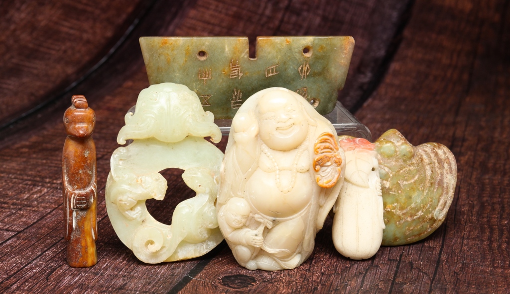 SIX ASIAN STONE CARVINGS. Twentieth