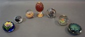 SIX ASSORTED ART GLASS PAPERWE