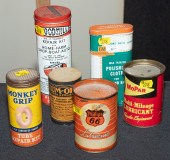 SIX ASSORTED AUTOMOTIVE TINS &