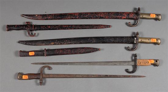 Six assorted bayonets mostly French