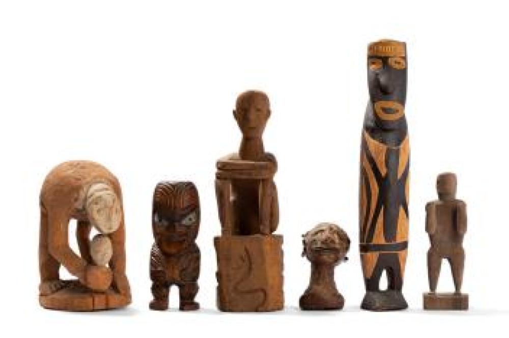 SIX ASSORTED CARVED WOOD ANCESTOR