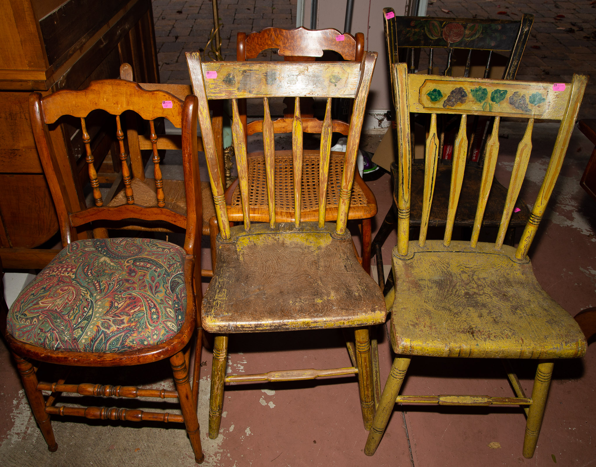 SIX ASSORTED CHAIRS, COFFEE