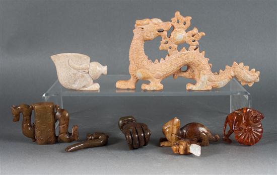 Six assorted Chinese carved jade