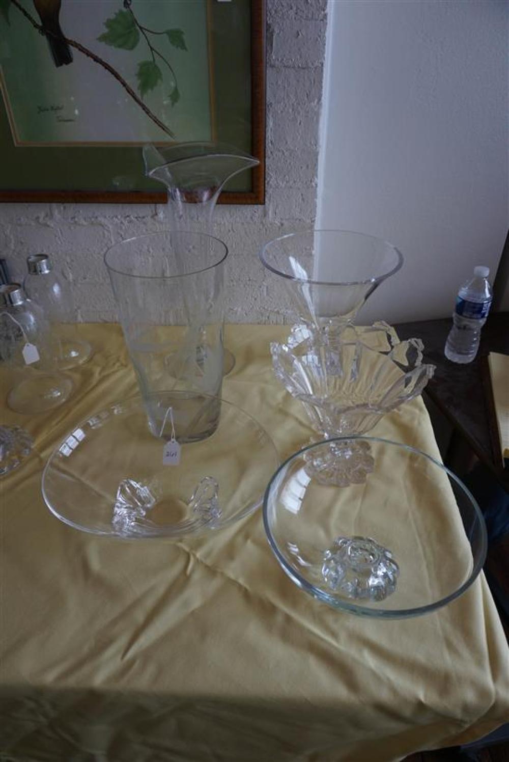 SIX ASSORTED CRYSTAL VASES AND