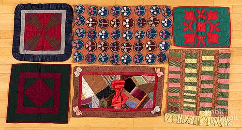 SIX ASSORTED DOLL QUILT, PILLOW