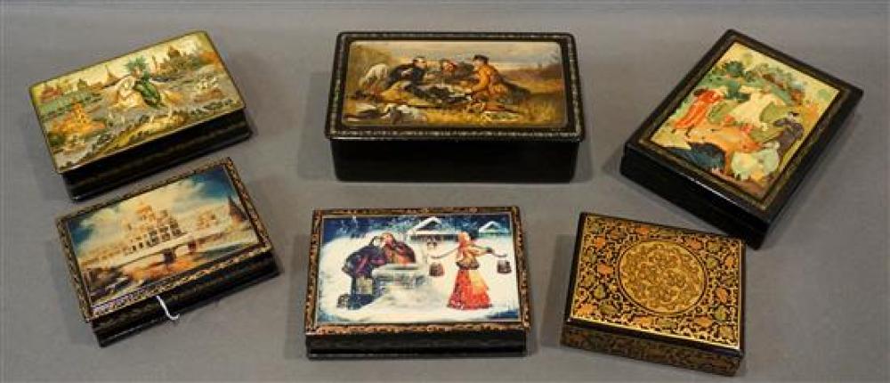 SIX ASSORTED LACQUER BOXESSix