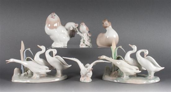 Six assorted Lladro fowl and bird