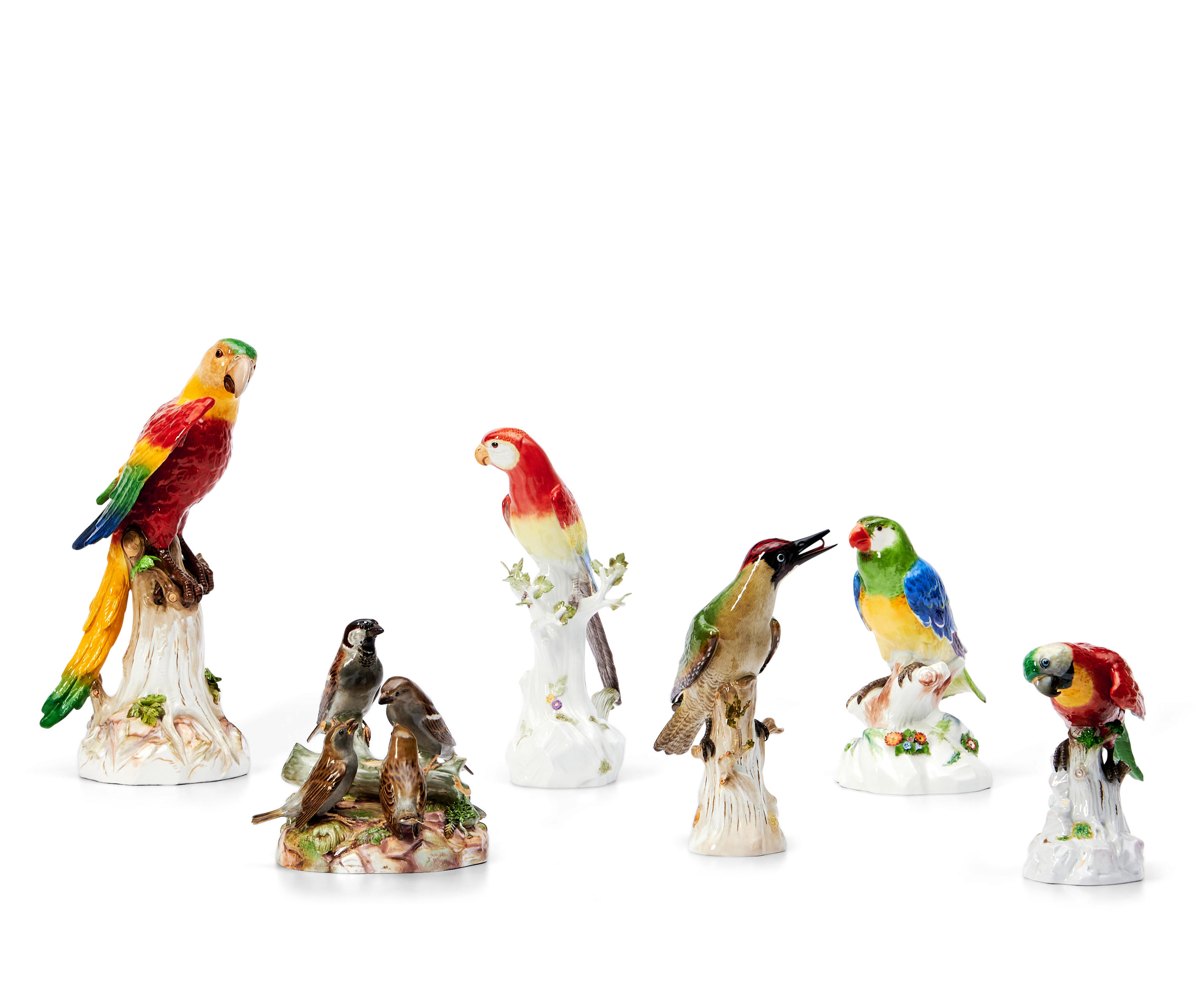 SIX ASSORTED MEISSEN PORCELAIN BIRD