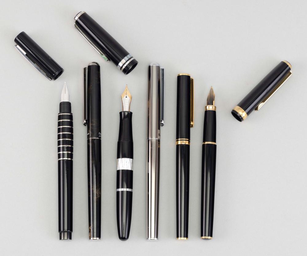 SIX ASSORTED PENS LENGTHS APPROX.